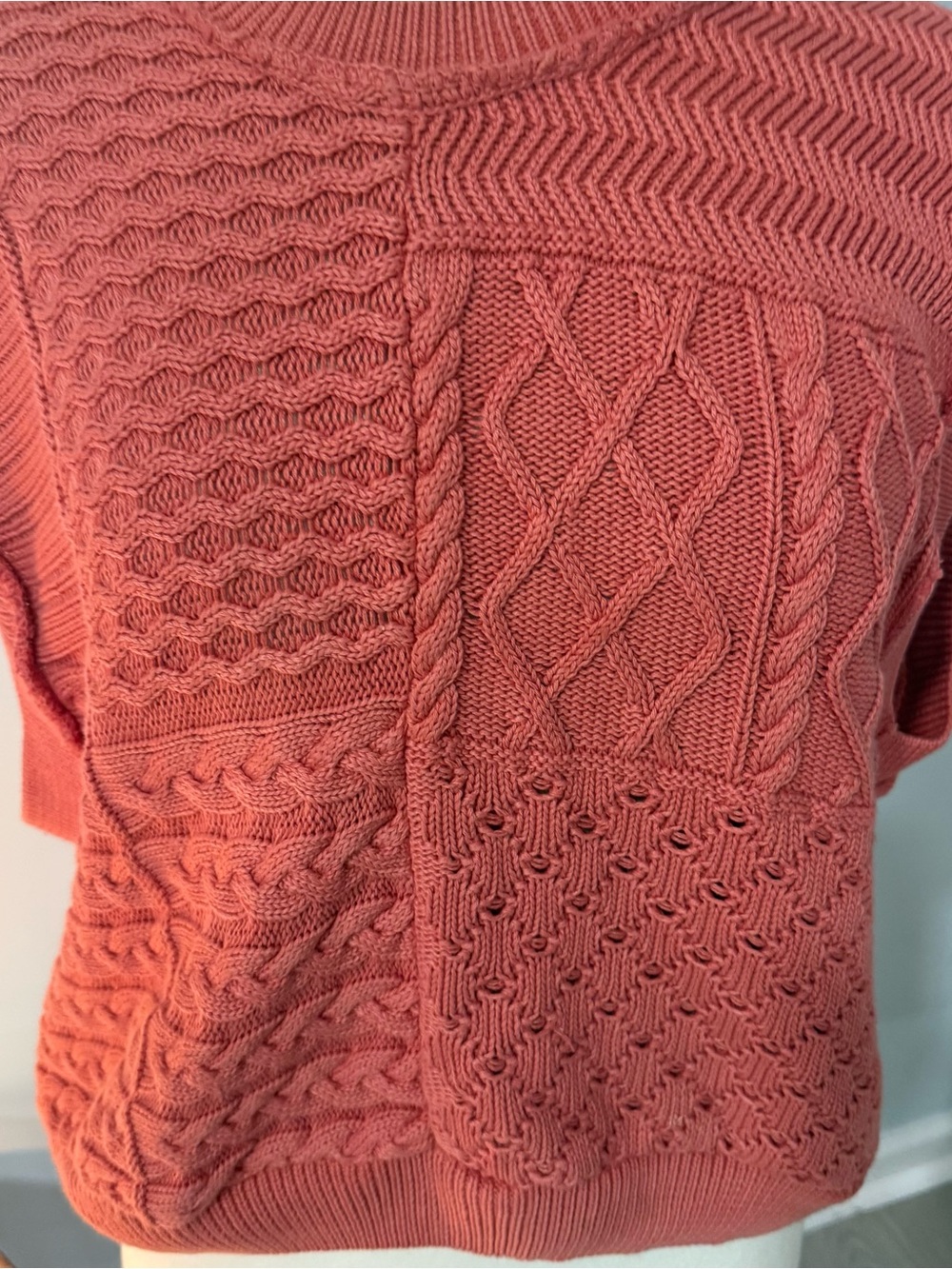 Free People Textured Knit Sleeveless Sweater Vest - Coral - Picture 3 of 4